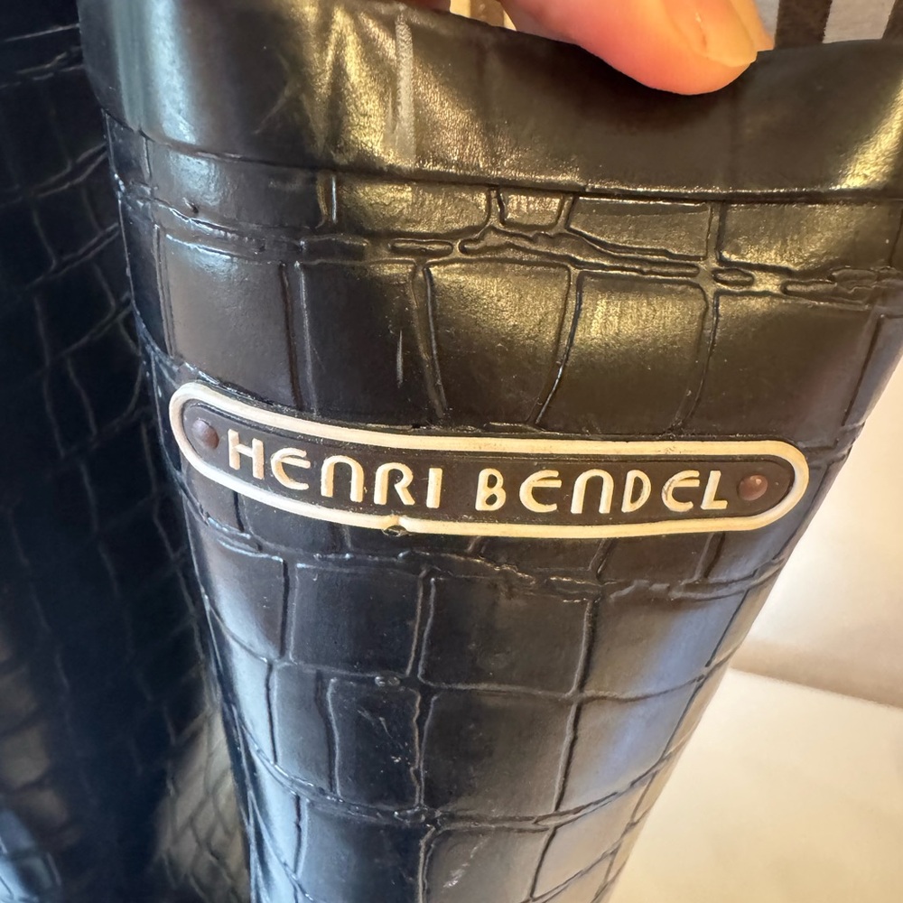 Henri Bendel Black Croc-Patterned Boots - Picture 9 of 12